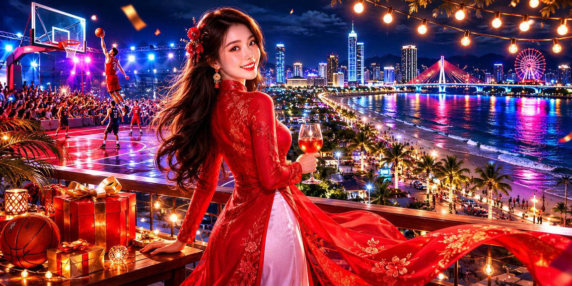 Người dùng xem kèo bóng rổ trực tuyến tại Đà Nẵng với trang phục áo dài truyền thống